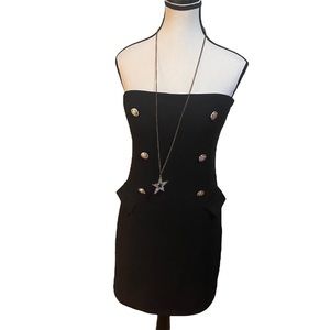 Vintage Black Double Breasted Silver Button Dress ⋆｡‧₊°♱༺𓆩❦︎𓆪༻♱༉‧₊˚.